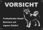 Preview: Aluminium Warnschild American Akita VORSICHT Freilaufender Hund! Betreten auf eigene Gefahr!